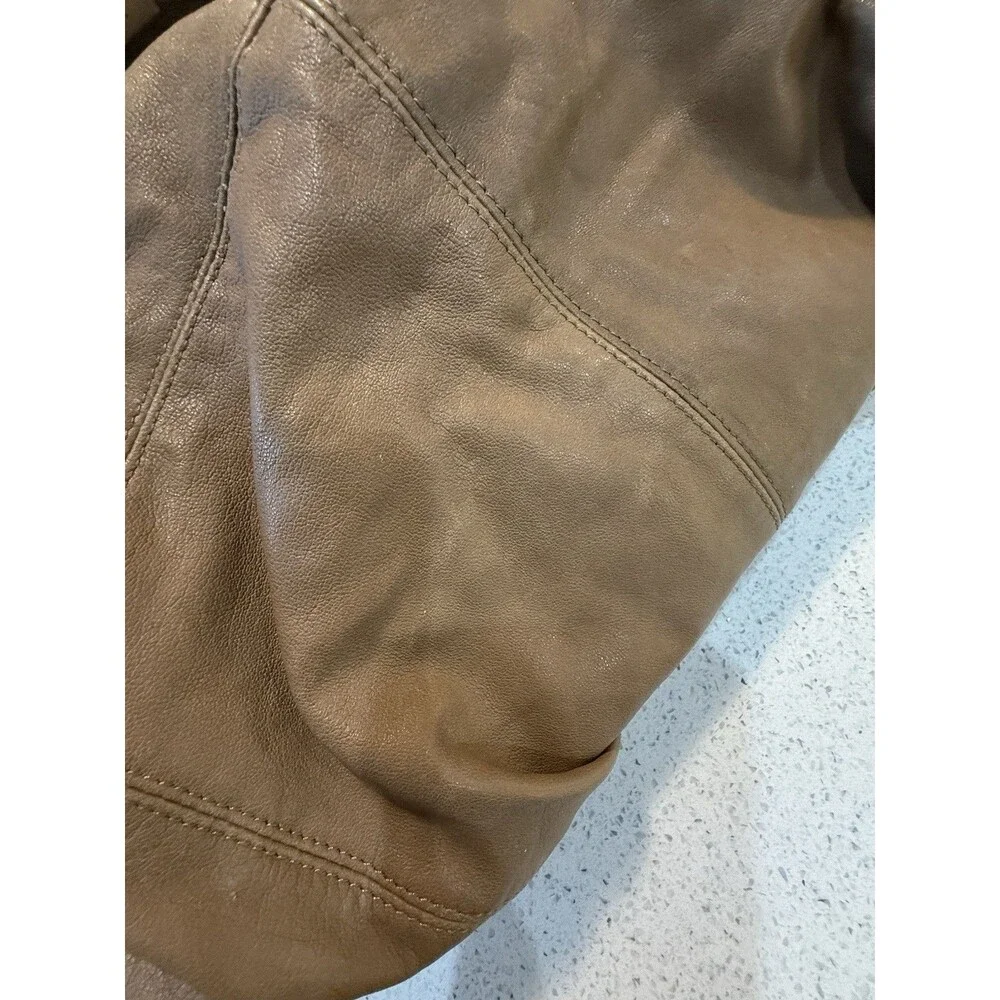 KOOBA Pleated Shoulder Leather Hobo Bag Purse Gold Brown Slouchy Boho - Picture 13 of 16